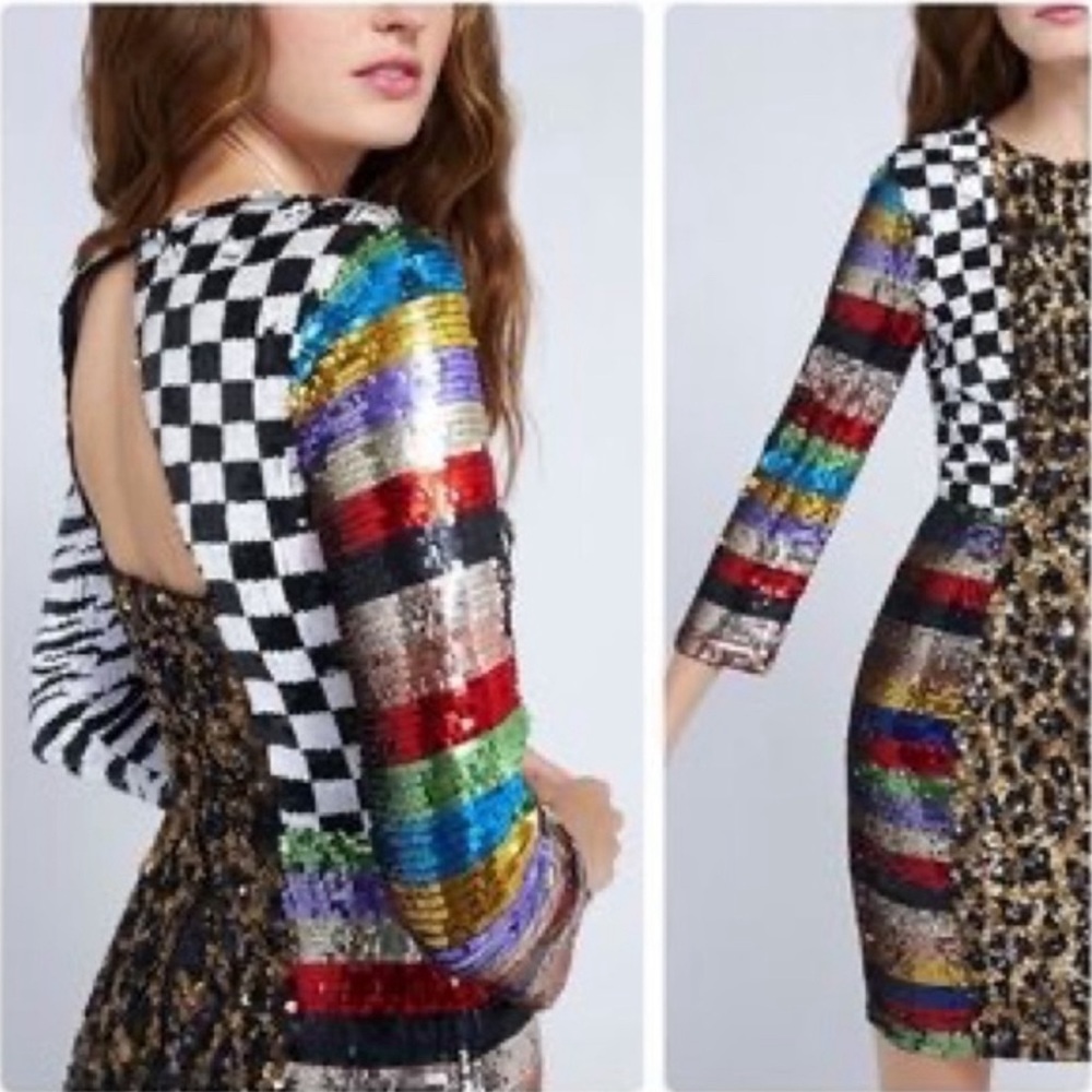 Alice And Olivia Jae Multi Sequin Patchwork Keyho… - image 6